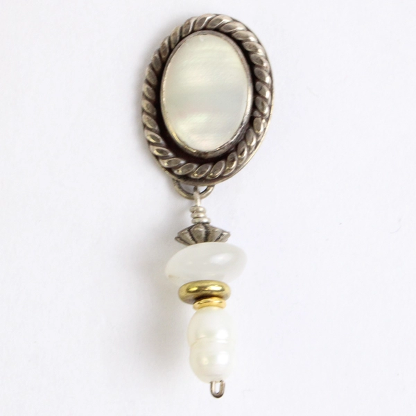 Vintage Signed Silver-Tone Beaded Dangle Drop Earrings