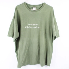 Gildan 'Jesus Saves, Cthulhu Swallows' Green 2XL T-Shirt