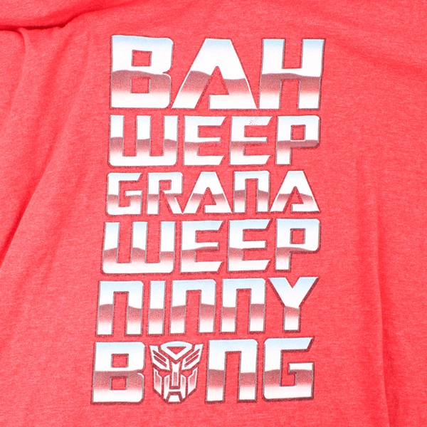 Teepublic 'Bah Weep Grana Weep Ninny Bong' Transformers Red XXL T-Shirt