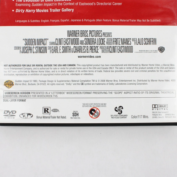 Clint Eastwood: Sudden Impact DVD The Dirty Harry Collection 1983