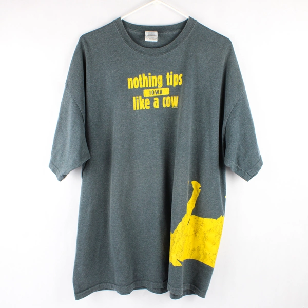 Gildan T-Shirt 'Nothing Tips Like a Cow' Gray Size 2XL
