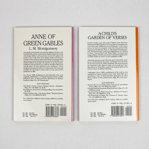 Lot of 2 Dover Children's Thrift Classics Anne of Green Gables Garden of Verses