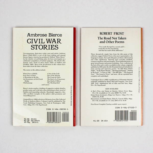 Lot of 2 Dover Thrift Editions From Robert Frost & Ambrose Bierce Paperback