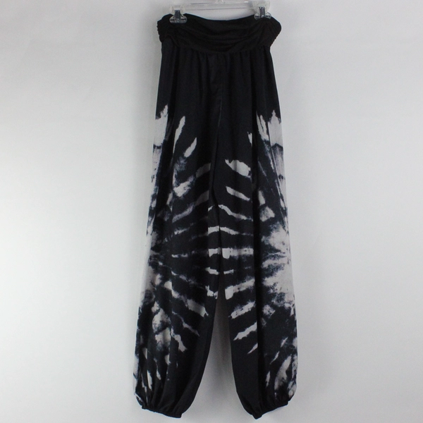 Lu's Chic Women's Navy Blue Tie-Dye Print Harem Pants Medium