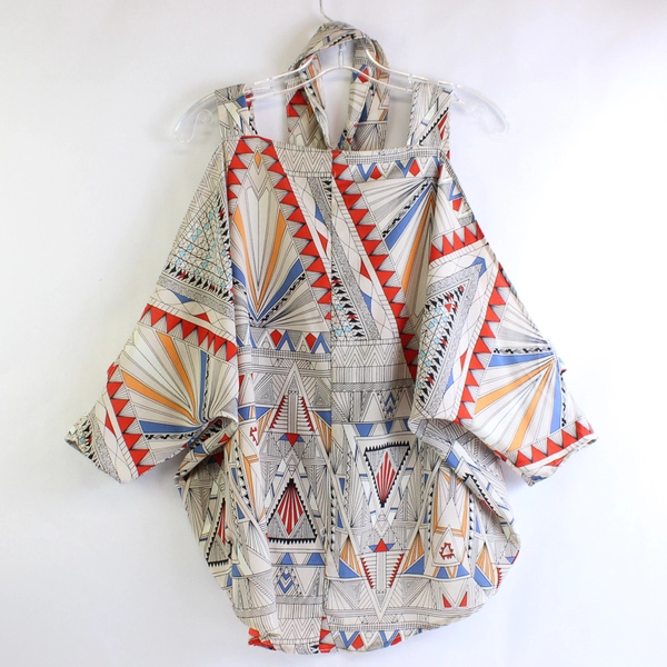 Mustard Seed Multicolor Geometric Print Cold-Shoulder Top Women's Sz Small