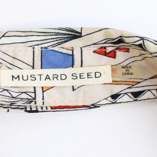 Mustard Seed Multicolor Geometric Print Cold-Shoulder Top Women's Sz Small