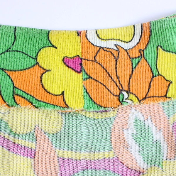 Handmade Multicolor Retro Floral Print Half-Sleeve Top Women's Small