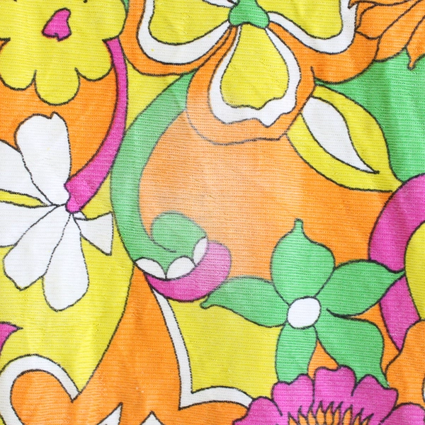 Handmade Multicolor Retro Floral Print Half-Sleeve Top Women's Small