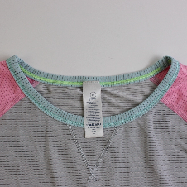 Ivivva Girls' Gray and Pink Swim Shirt Peace Love Sandy Feet Size 14