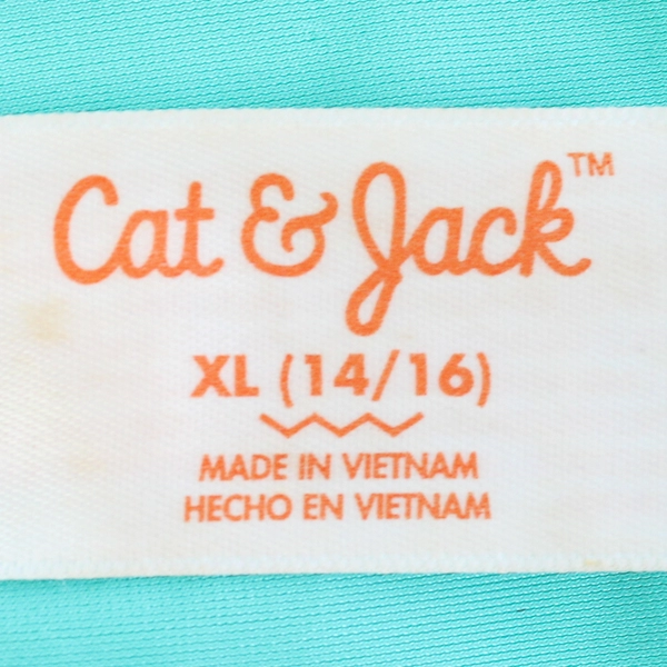 Cat & Jack Waves For Days Pink and Green Cropped Swim Shirt Girls' XL 14/16