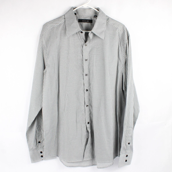 Level Ten Gray and Black Pinstripe Button-Up Men's Size 2XL