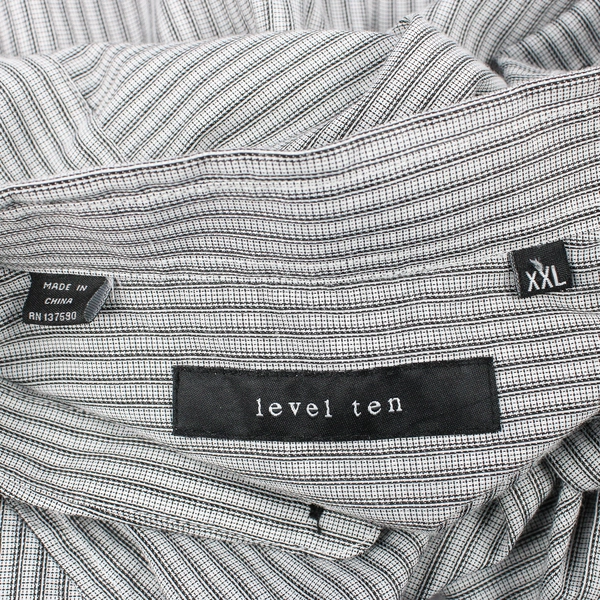 Level Ten Gray and Black Pinstripe Button-Up Men's Size 2XL