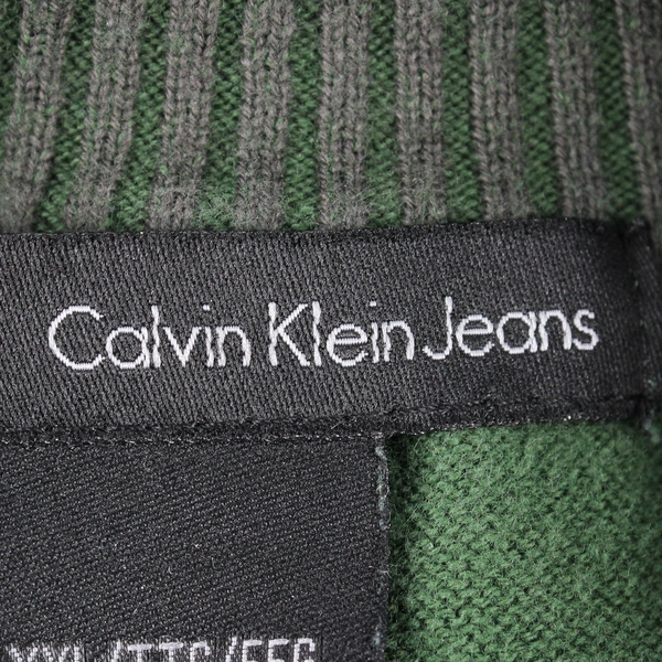 Calvin Klein Jeans Green Cadet Collar Cotton Sweater Men's Size 2XL