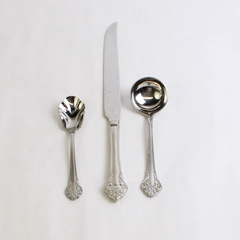 Lot Of 3 Reed & Barton Elegante Stainless Flatware Serving Knife Ladle & Spoon