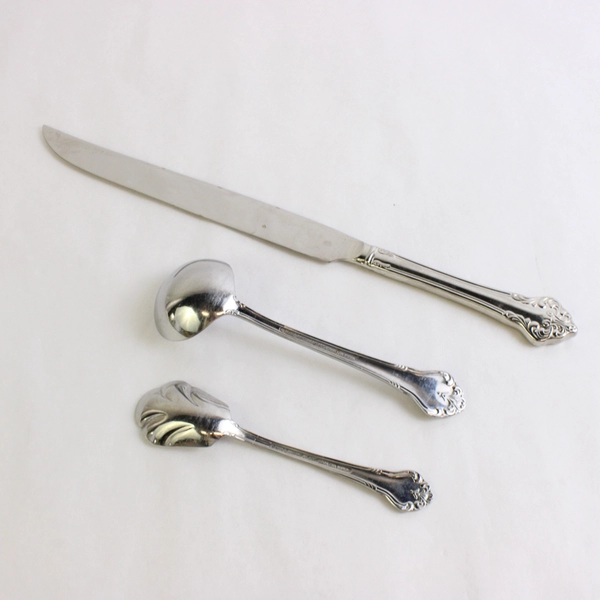 Lot Of 3 Reed & Barton Elegante Stainless Flatware Serving Knife Ladle & Spoon