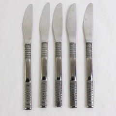 Lot Of 5 Unbranded Stainless Steel Japan Flatware Woven/Basketweave Knives
