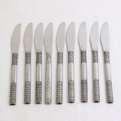 Lot Of 9 Unbranded Stainless Steel Japan Flatware Woven/Basketweave Knives