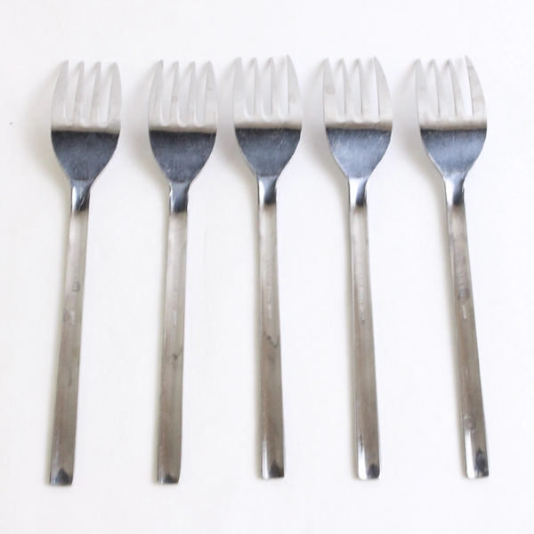 Lot Of 5 Unbranded Stainless Steel Japan Flatware Woven/Basketweave Salad Forks