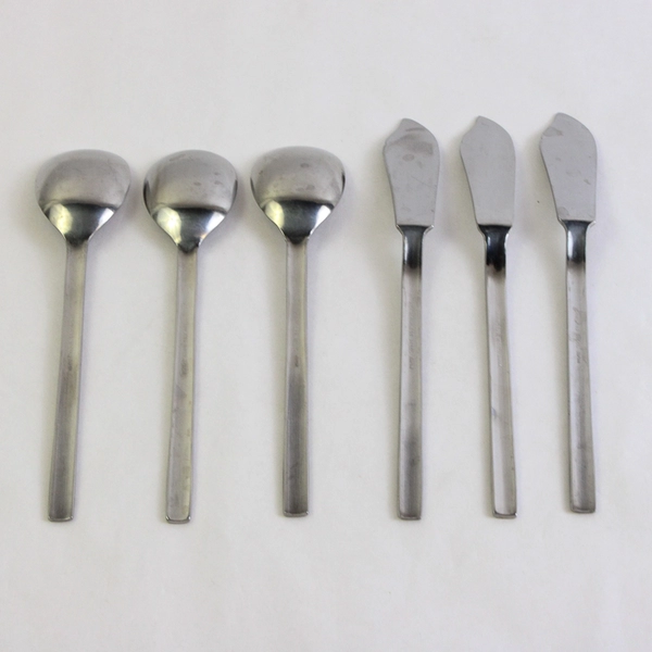 Lot Of 6 Unbranded Japan Flatware Basketweave 3 Butter Knives 3 Sugar Spoons