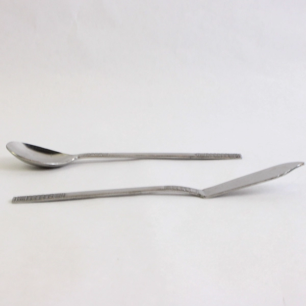 Lot Of 6 Unbranded Japan Flatware Basketweave 3 Butter Knives 3 Sugar Spoons