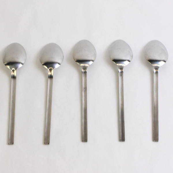 Lot Of 5 Unbranded Stainless Steel Japan Flatware Woven/Basketweave Soup Spoons