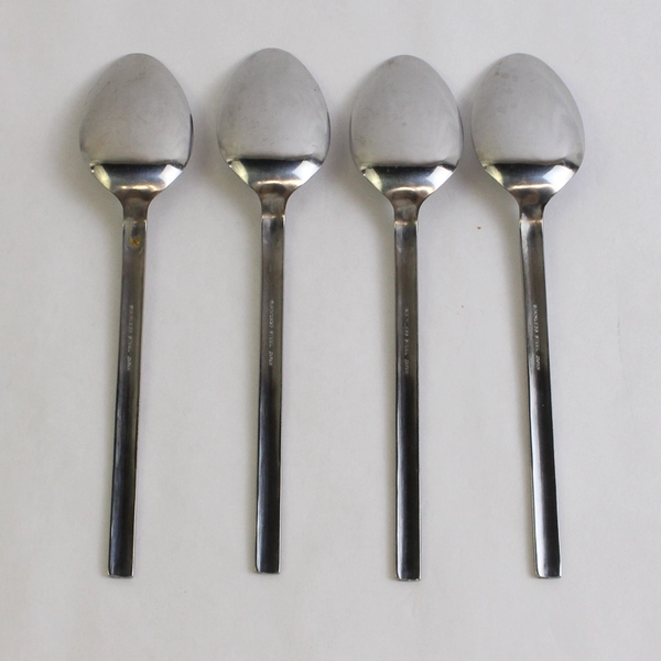 Lot Of 4 Unbranded Stainless Steel Japan Flatware Woven/Basketweave Soup Spoons