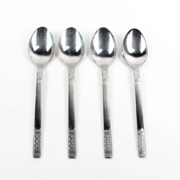 Lot Of 4 Unbranded Stainless Steel Japan Flatware Woven/Basketweave Teaspoons