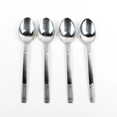 Lot Of 4 Unbranded Stainless Steel Japan Flatware Woven/Basketweave Teaspoons