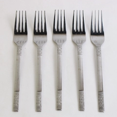 Lot Of 5 Unbranded Stainless Steel Japan Flatware Woven/Basketweave Forks