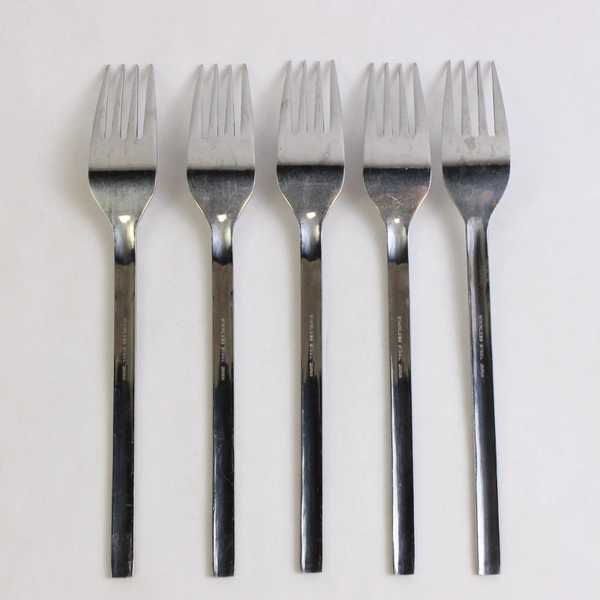 Lot Of 5 Unbranded Stainless Steel Japan Flatware Woven/Basketweave Forks