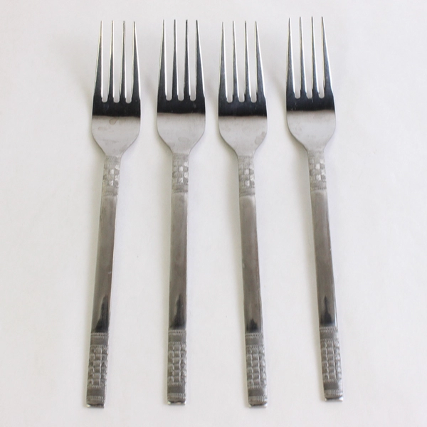 Lot Of 4 Unbranded Stainless Steel Japan Flatware Woven/Basketweave Forks