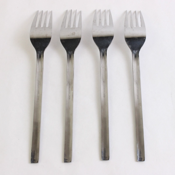 Lot Of 4 Unbranded Stainless Steel Japan Flatware Woven/Basketweave Forks