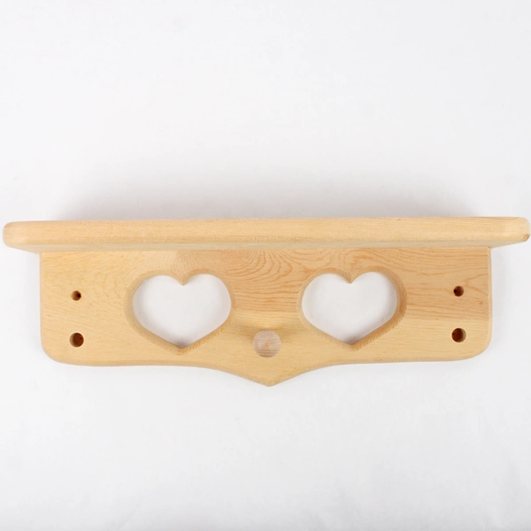 Unbranded Wall-Mounted Wooden Coat Rack Shelf Heart Cutouts