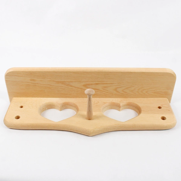 Unbranded Wall-Mounted Wooden Coat Rack Shelf Heart Cutouts