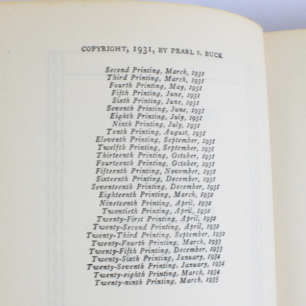 The Good Earth by Pearl S. Buck 1935 Printing Hardcover Grosset & Dunlap