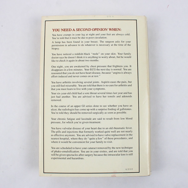 Second Opinion Your Medical Alternatives, Dr. Isadore Rosenfeld 1981 HC