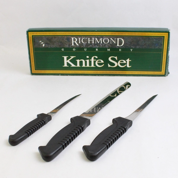 3 Piece Richmond Gourmet Knife Set Stainless Steel Blades Original Box