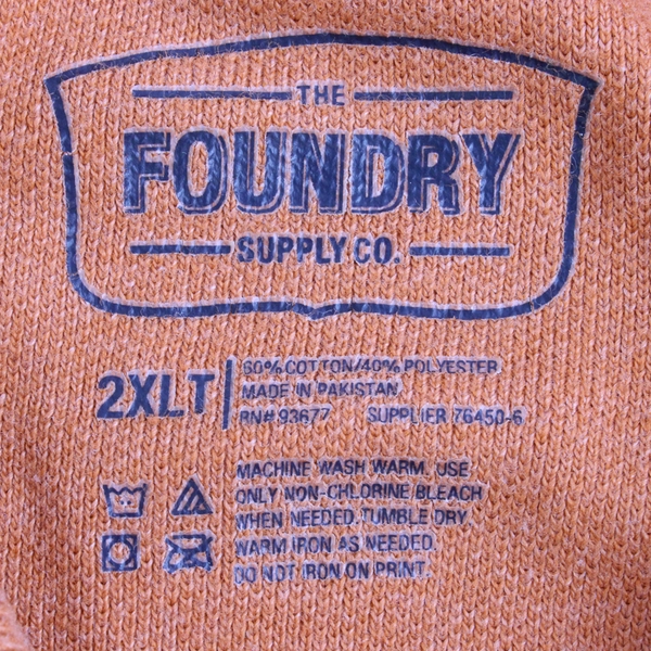 The Foundry Solid Orange Cotton Blend Polo Shirt Men's Size 2XLT