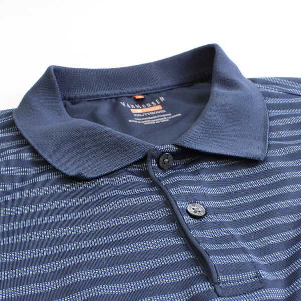 Van Heusen Traveler Navy Blue Striped Polo Men's Size 2XL
