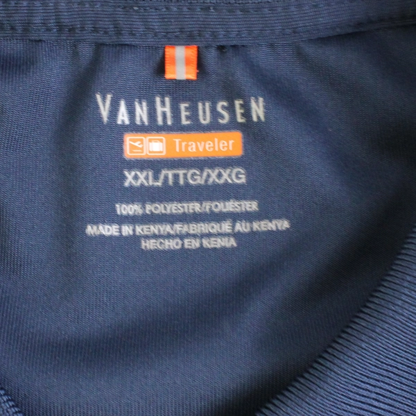 Van Heusen Traveler Navy Blue Striped Polo Men's Size 2XL