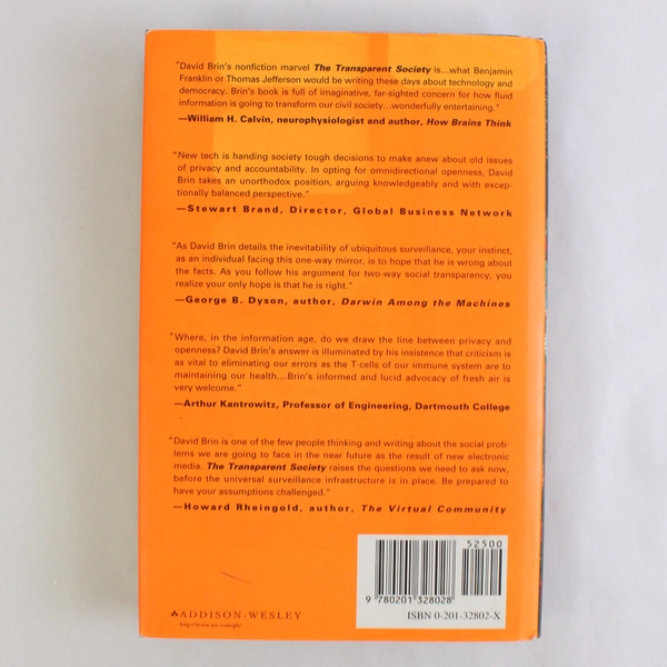 The Transparent Society by David Brin 1998 First Printing Hardcover