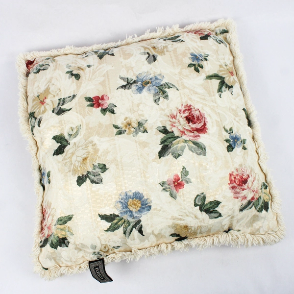 Reed Floral On White/Off White Throw Pillow Square 16" x 16"