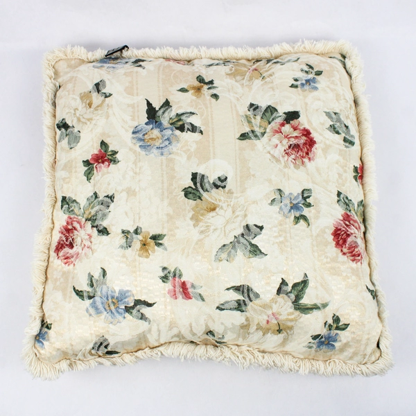 Reed Floral On White/Off White Throw Pillow Square 16" x 16"