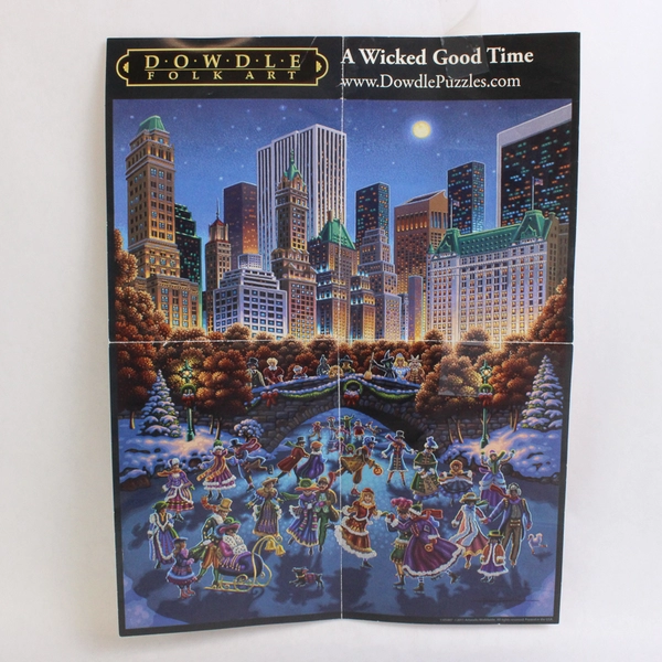 Dowdle Folk Art Puzzle "A Wicked Good Time" Skaters in Central Park 1000 Pc