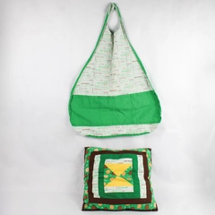 Lot Of 2 Handmade Girl Scout Throw Pillow 17" x 17" & Apron Green/Brown