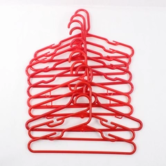 Lot of 10 Red Plastic Children's Clothes Hangers Shirts and Bottoms