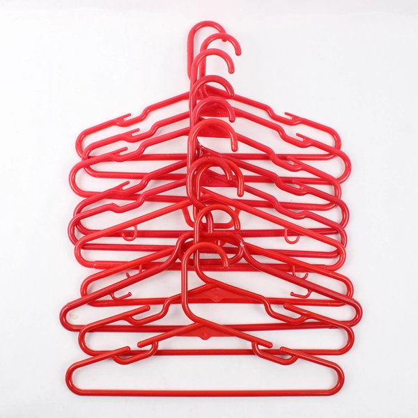 Lot of 10 Red Plastic Children's Clothes Hangers Shirts and Bottoms