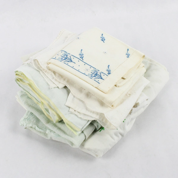 Lot of 8 Flawed Vintage Embroidered Bed and Kitchen Linens DIY Upcycling