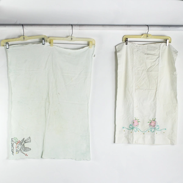 Lot of 8 Flawed Vintage Embroidered Bed and Kitchen Linens DIY Upcycling