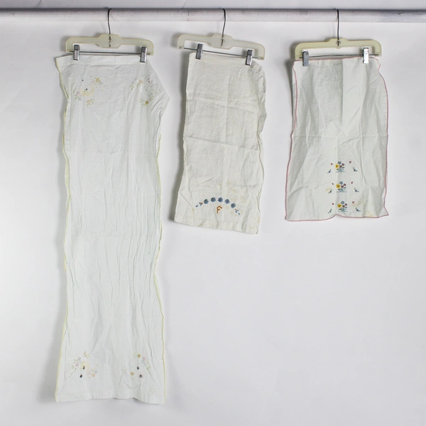 Lot of 8 Flawed Vintage Embroidered Bed and Kitchen Linens DIY Upcycling